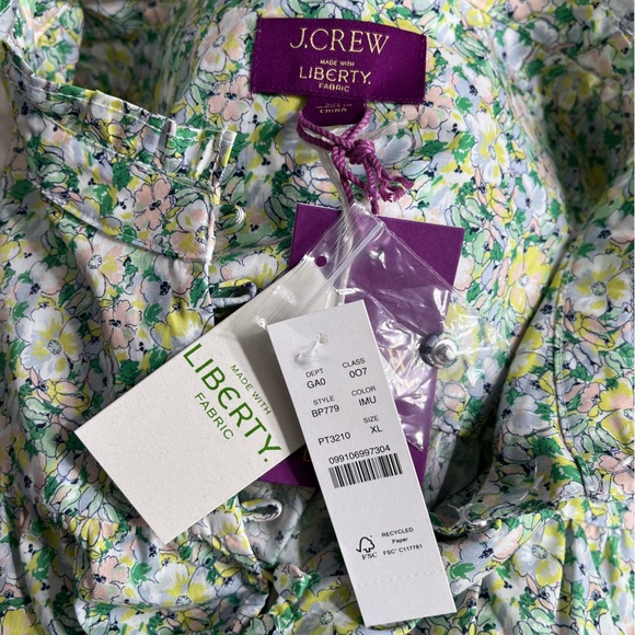 NWT J. Crew Button-Front Ruffleneck Popover Top Liberty Colour Fields Fabric XL - Picture 8 of 8